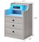 Nightstand with USB Charging Port and LED Lighting,Hutch as a NightstandBedside Table with Drawers,Modern Bedroom Side Tables,Grey
